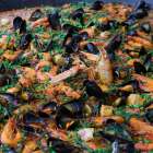 London, England, Great Britain. Borough Hall Market, fresh food, vendors and produce market. Paella Art Print